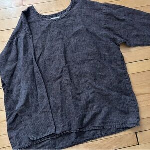 Striped Navy and Gray Long Sleeve Top